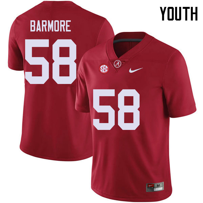 Youth #58 Christian Barmore Alabama Crimson Tide College Football Jerseys Sale-Red